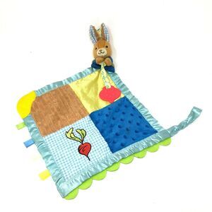 Peter Rabbit Lovey Security Blanket Teether‎ Toy Plush Blue Satin Trim Viacom